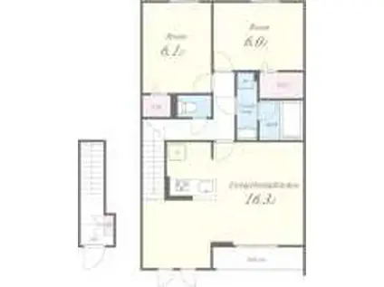 ハイツ第三寺新(2LDK/2階)の間取り写真