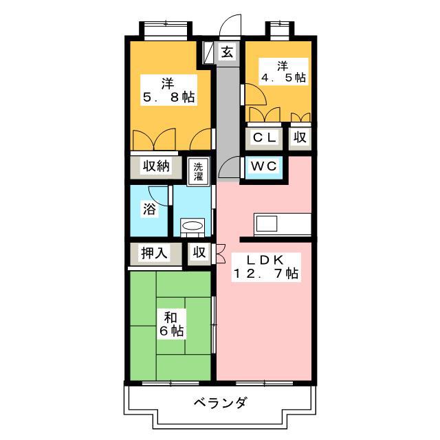 エスペランサ(3LDK/2階)の間取り写真
