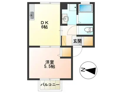 セジュール幸町(1DK/1階)の間取り写真