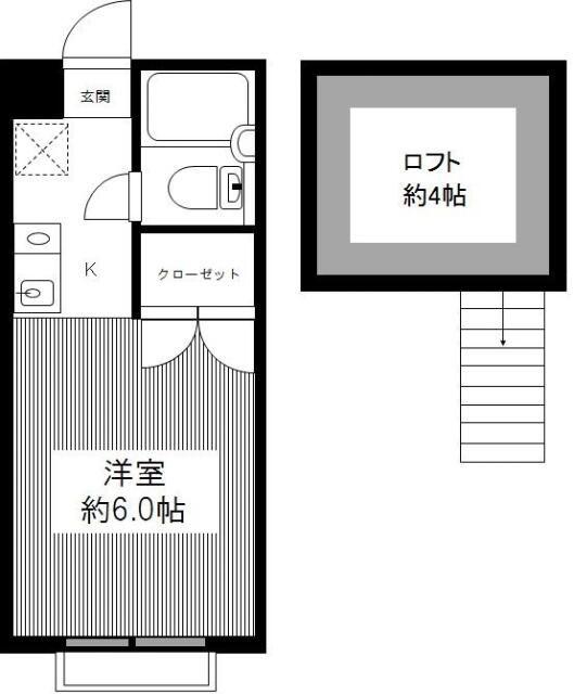 ニューあづま荘II(ワンルーム/2階)の間取り写真