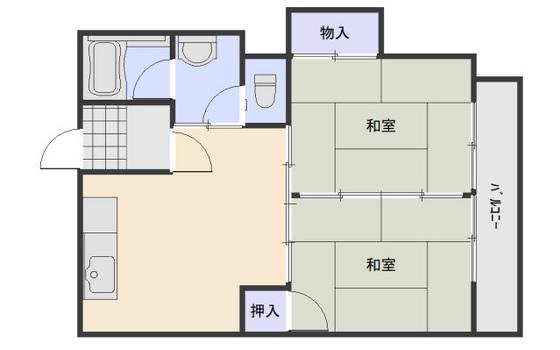 ふじマンション(2LDK/4階)の間取り写真