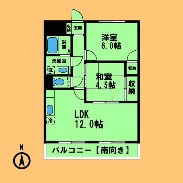 ファミール八代(2LDK/4階)の間取り写真