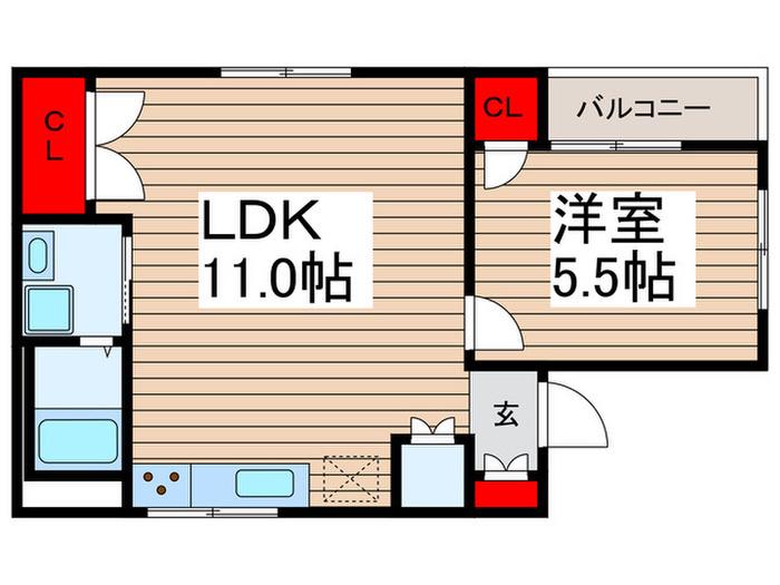 リッチハイツ南行徳II(1LDK/1階)の間取り写真