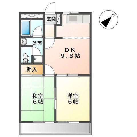 メゾンノーブル(2DK/1階)の間取り写真