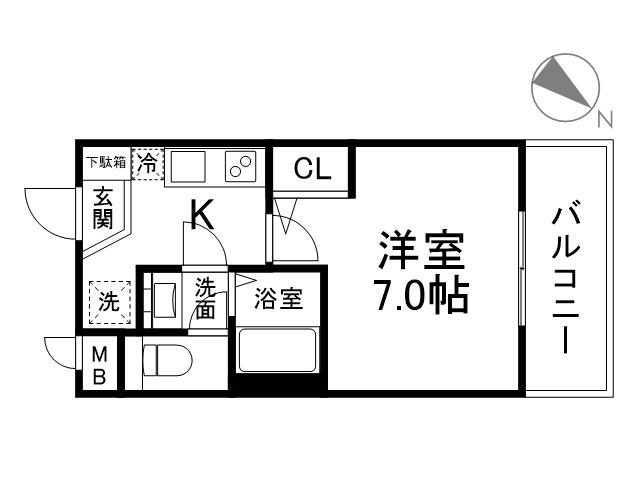 AILE神戸西(1K/1階)の間取り写真