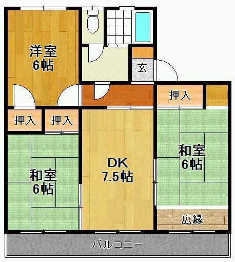 センチュリーハイアート(3DK/3階)の間取り写真