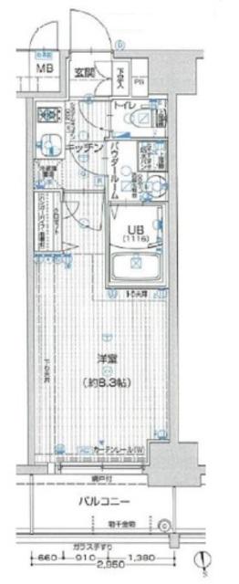 エスリード大阪グランゲート(1K/6階)の間取り写真