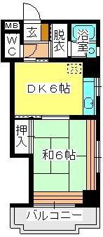 駅東レジデンス(1DK/3階)の間取り写真