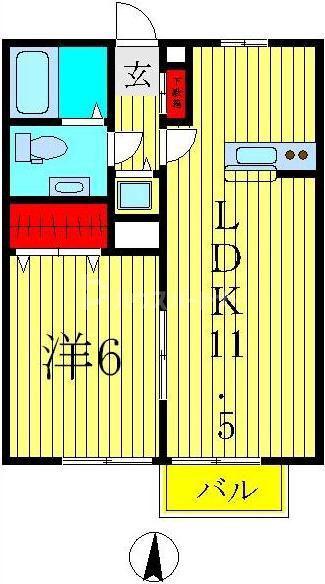 ローズパレス(1LDK/2階)の間取り写真