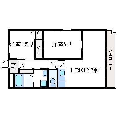 メゾンソレイユ(2LDK/2階)の間取り写真