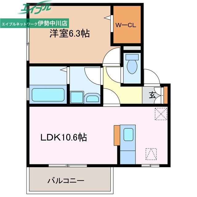エフクレフ(1LDK/1階)の間取り写真