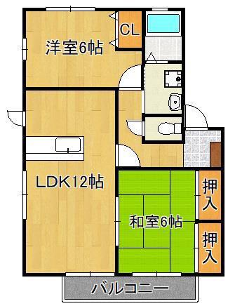 アネシス一枝B棟(2LDK/2階)の間取り写真