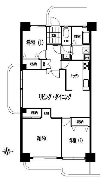 東砂3丁目ハイツ 7号棟(3LDK/8階)の間取り写真