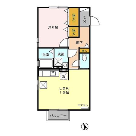 ソレイユ北島 A(1LDK/1階)の間取り写真