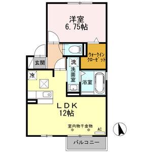 ウラノス桑名(1LDK/1階)の間取り写真