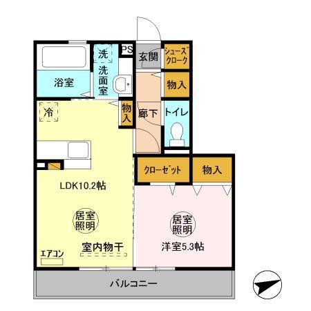 シティーピア(1LDK/3階)の間取り写真