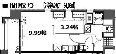 GRAND HILL IWASE BLD(1LDK/8階)の間取り写真