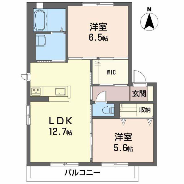 エタンリジェールB棟(2LDK/2階)の間取り写真