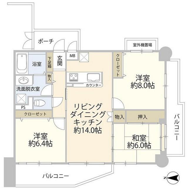 セントポリア桜坂(3LDK/4階)の間取り写真