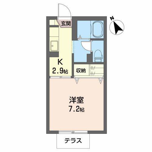 ディアス・クレストB(1K/1階)の間取り写真