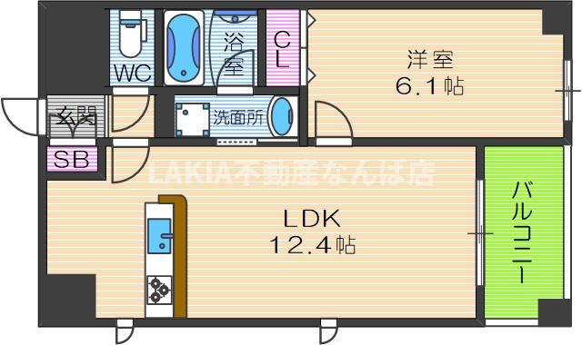 ウィズなんば(1LDK/7階)の間取り写真