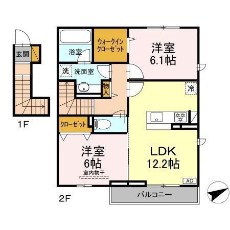 せざんぬ(2LDK/2階)の間取り写真