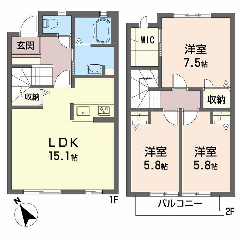 メイプルヒルズ(3LDK/1階)の間取り写真