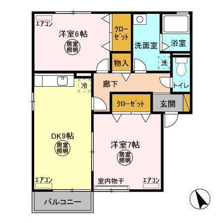 リビングタウン野田A・B・C(2DK/2階)の間取り写真