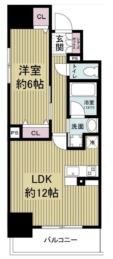 レジュールアッシュ谷町四丁目グランクラス(1LDK/10階)の間取り写真