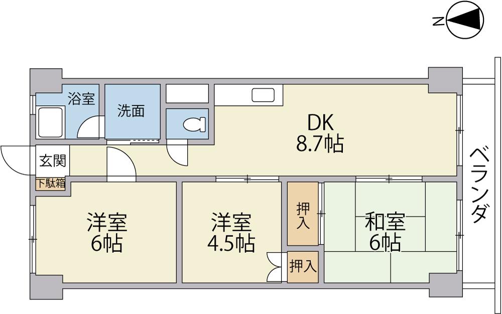 矢野第3ビル(3DK/1階)の間取り写真