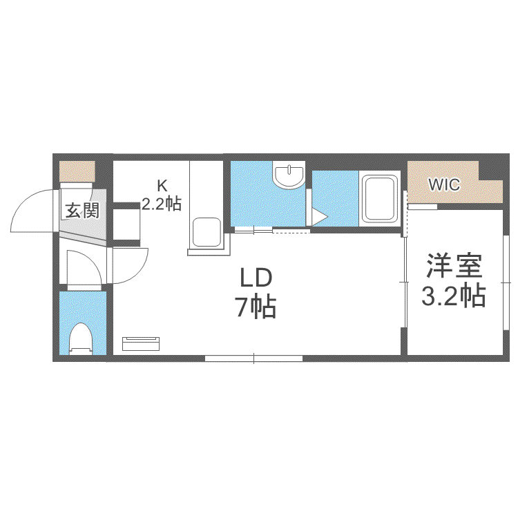 AQUA BLUE(1LDK/1階)の間取り写真
