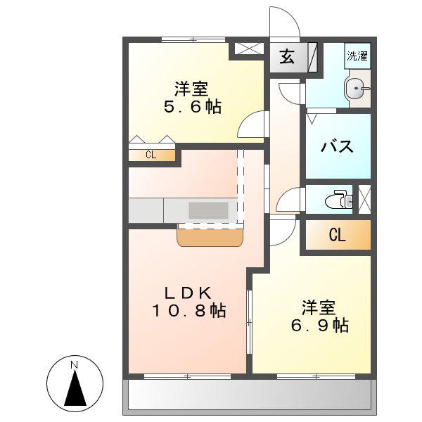 コンフォース西前田(2LDK/1階)の間取り写真