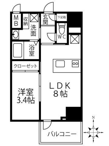 IーSTAGE住吉町(1LDK/5階)の間取り写真