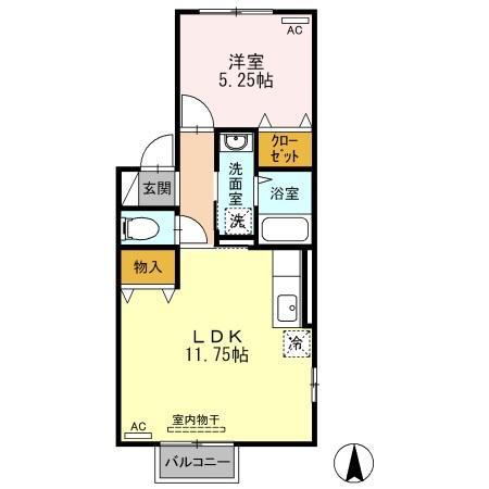 SEEDS WIT佐古(1LDK/1階)の間取り写真