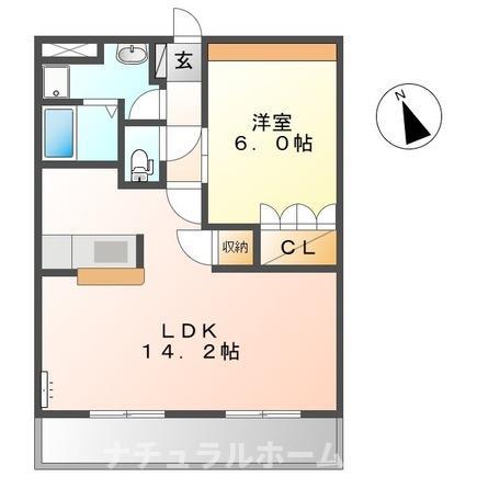 エスベランサI(1LDK/2階)の間取り写真