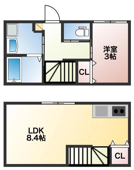 イニシアティブ原ノ町(1LDK/1階)の間取り写真