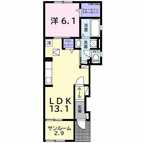 サウス ヴィラII(1LDK/1階)の間取り写真
