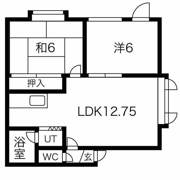 ファミール米里(2LDK/3階)の間取り写真