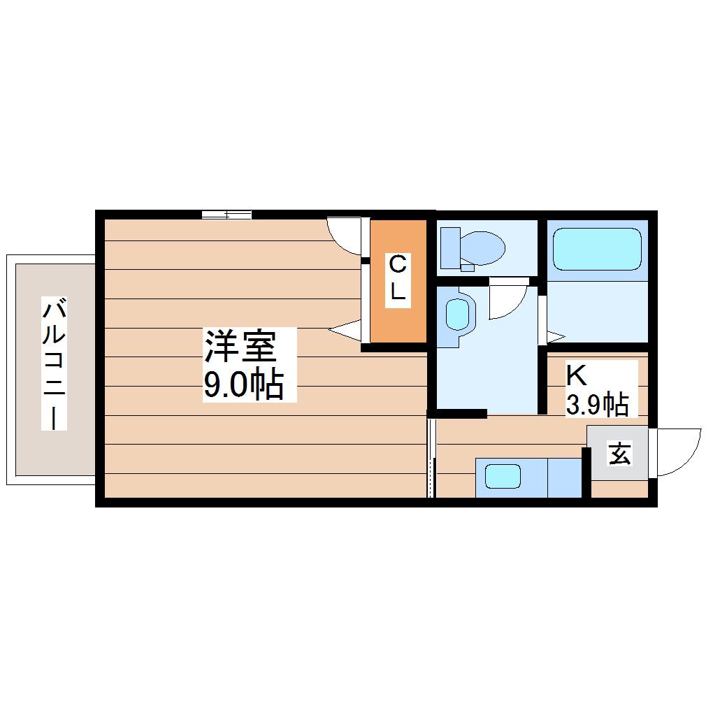 ルクエンス小田原A(1K/1階)の間取り写真