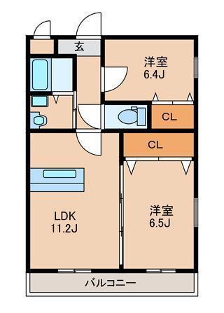 NEIGHBORS(2LDK/2階)の間取り写真
