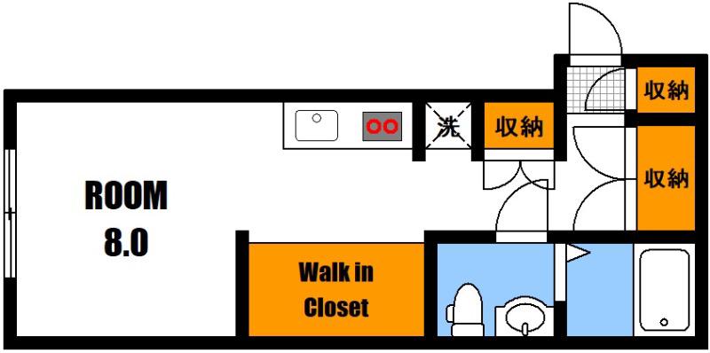 グランデール山本(ワンルーム/1階)の間取り写真