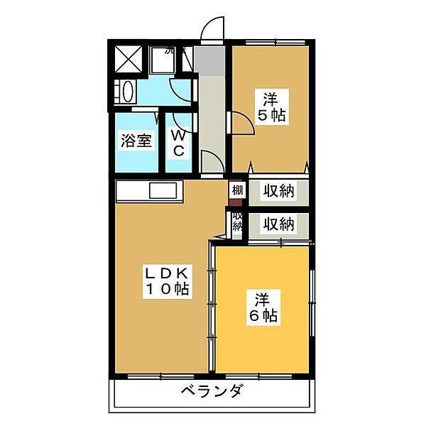 ウェルビーイング(2LDK/2階)の間取り写真