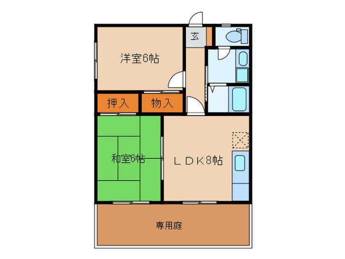 ウインズコートYOSHIHO(2LDK/1階)の間取り写真