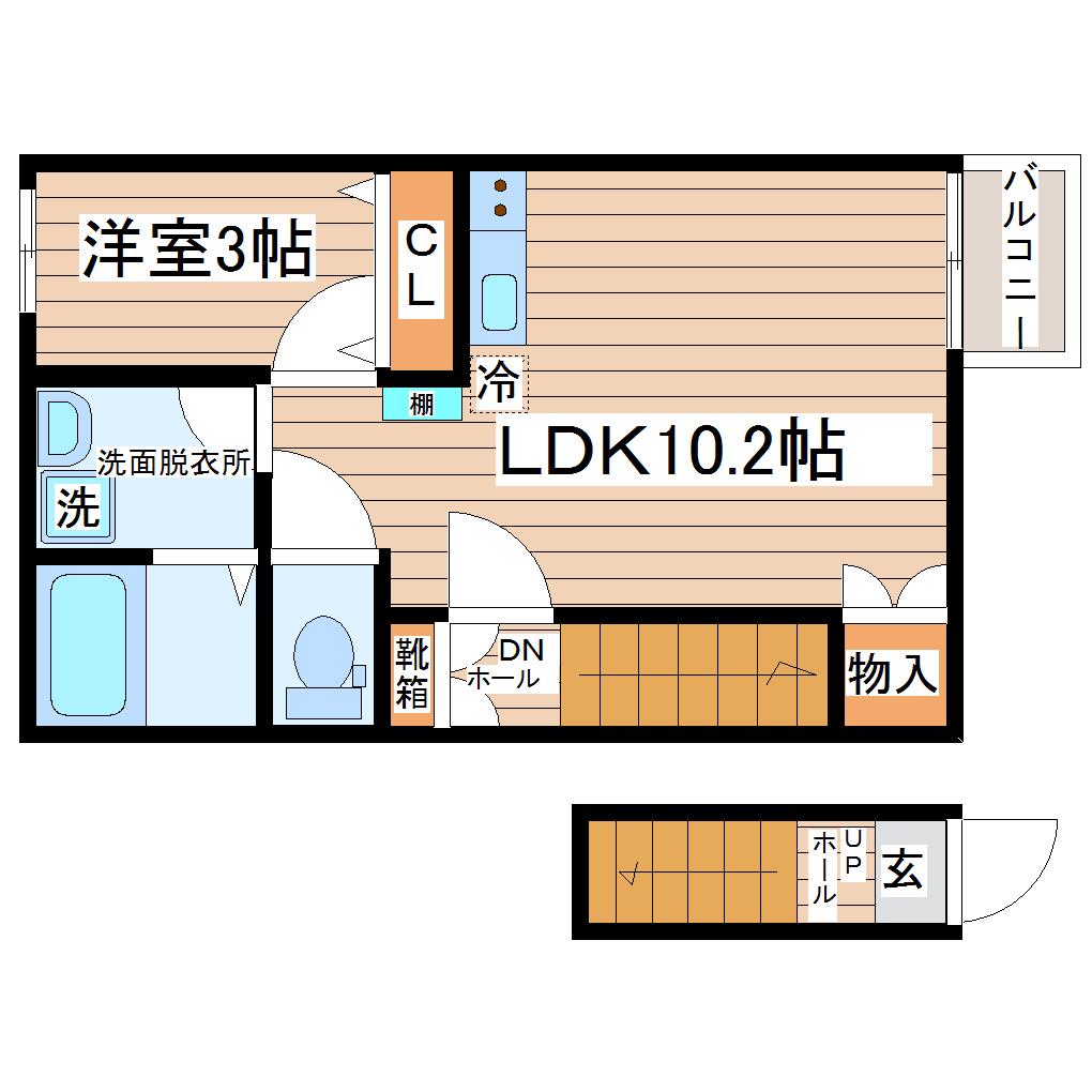 AIN MINAMISENDAI(1LDK/2階)の間取り写真