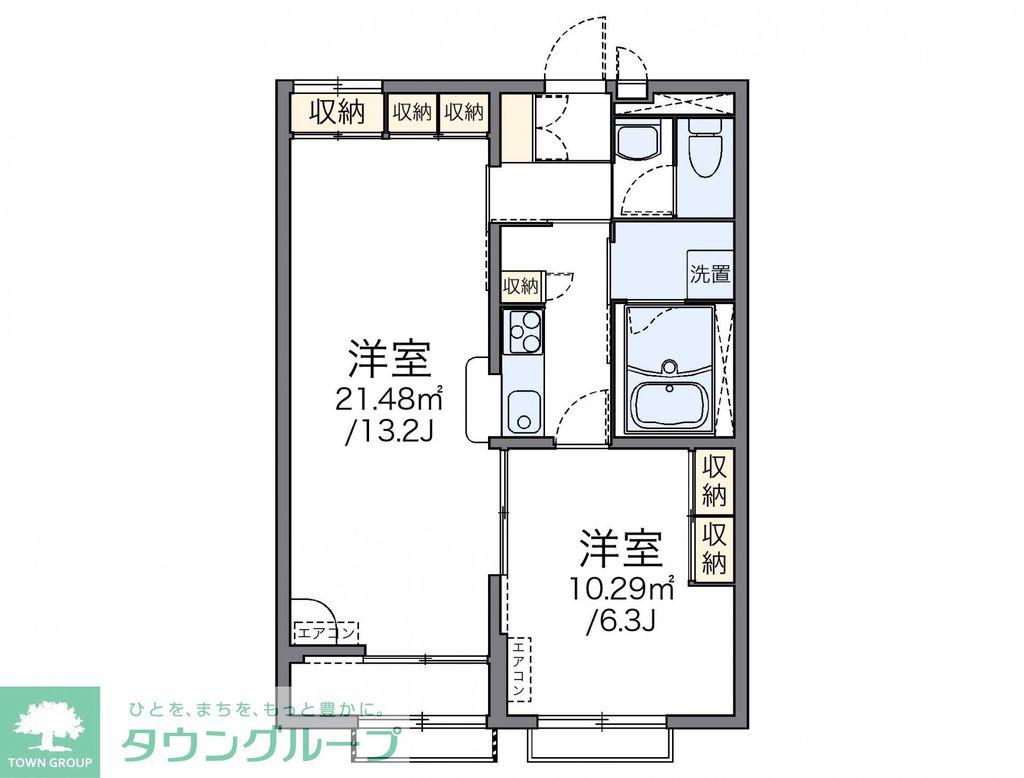 レオパレスセントラル誉田(1LDK/2階)の間取り写真