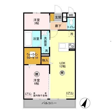 プランドール谷中C(2LDK/2階)の間取り写真
