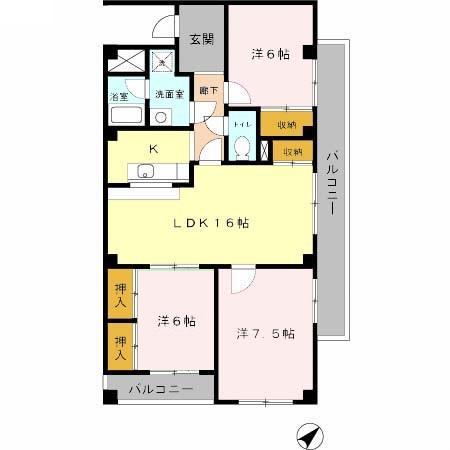 オリオノハイム II(3LDK/1階)の間取り写真
