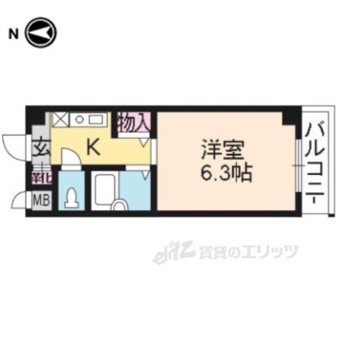 マノワール木津屋橋(1K/4階)の間取り写真