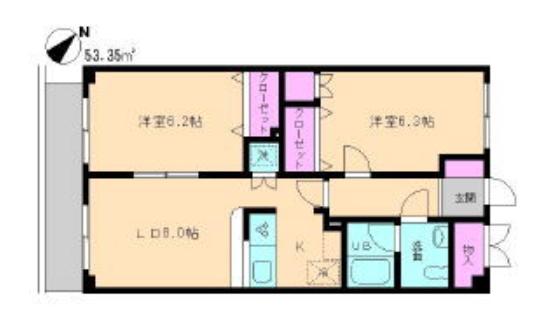 ベルソネット(2LDK/2階)の間取り写真