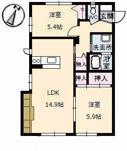 メルヘン青山(2LDK/1階)の間取り写真
